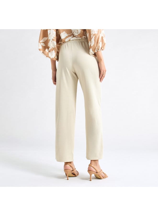 Textured Wide Leg Pants with Pockets