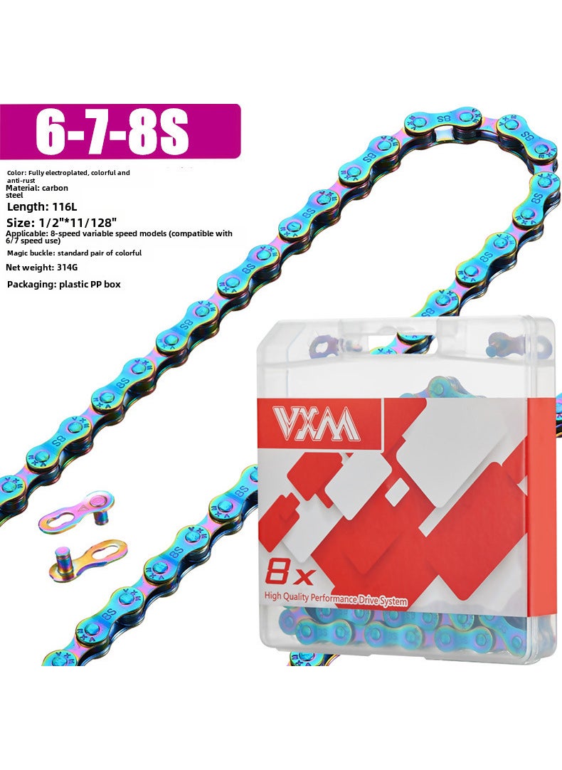 VXM MTB Colorful Chain 8/9/10/11 Speed Anti-Rust 6-7-8 speed