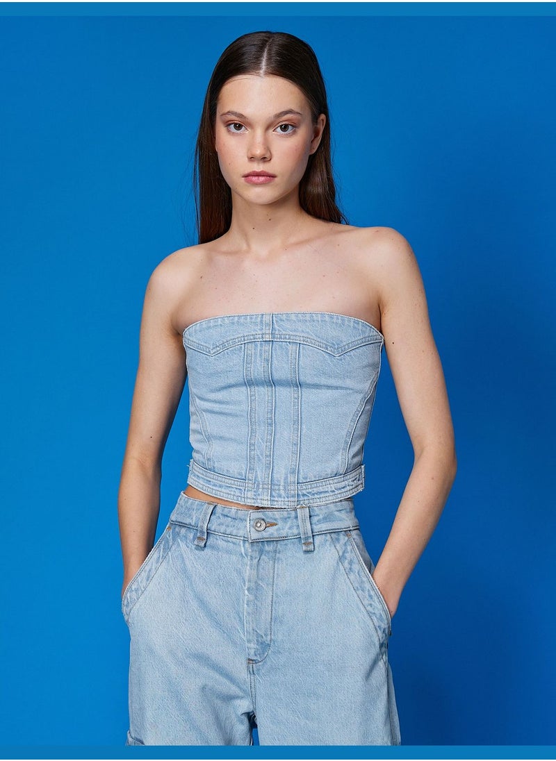 Jean Crop Top Strapless