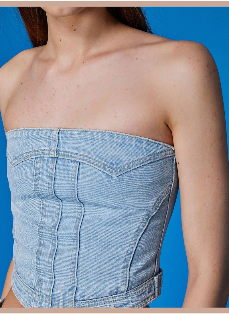 Jean Crop Top Strapless