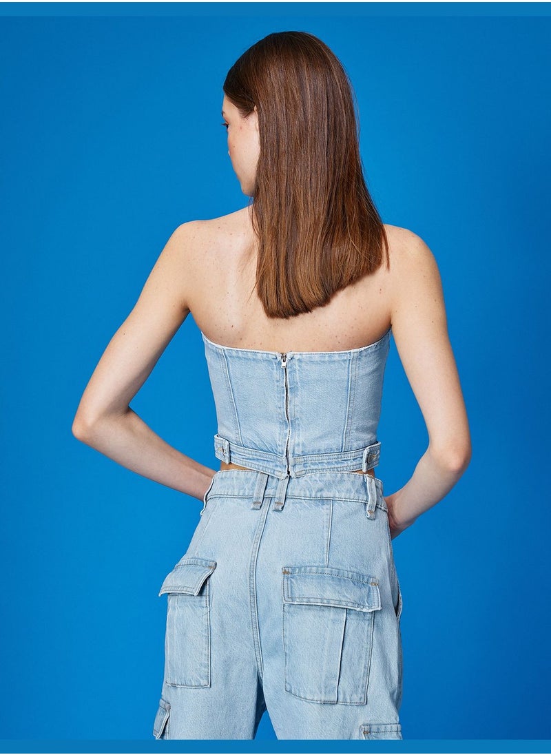 Jean Crop Top Strapless