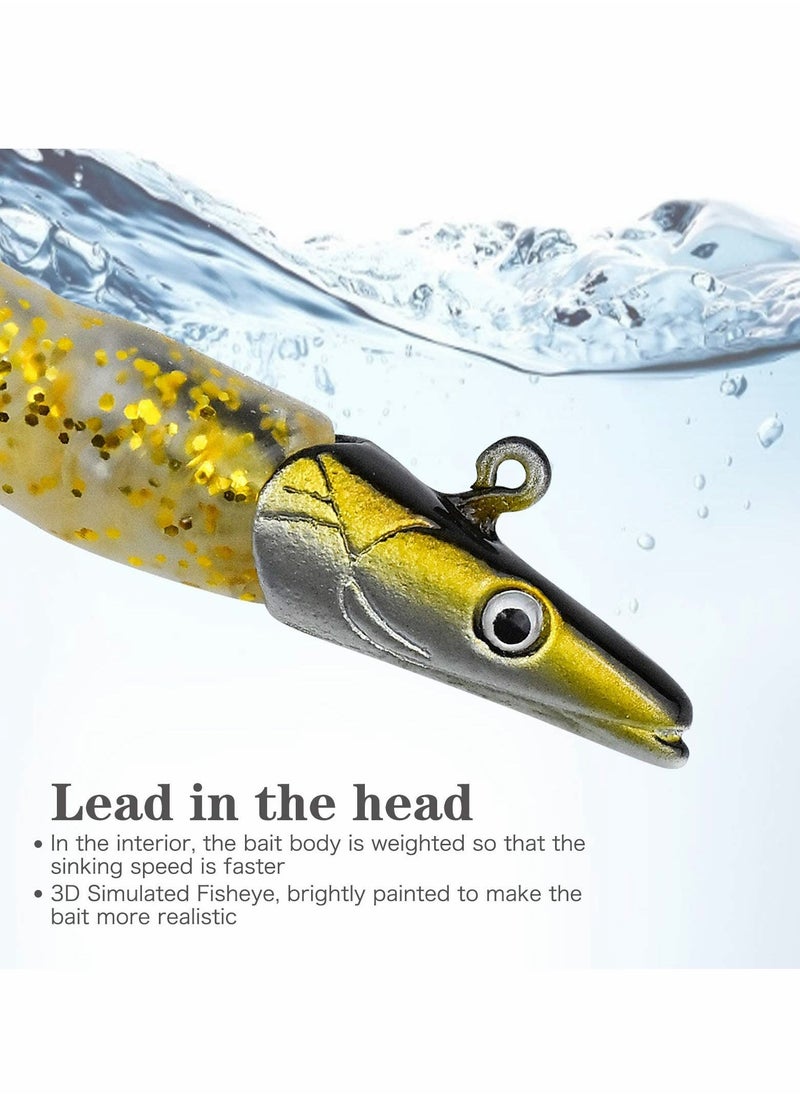 5 Pcs Soft Fishing Lures Jig Head Kit 11 CM 9 g Drop Shot Lure Single Hook Eyes Imitation Bait Fish with T Tail for pike fishing, High Fishing Power - Fishing Accessories