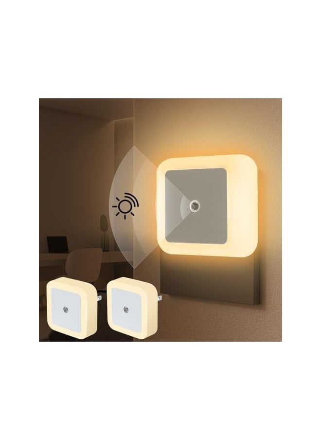 2 Pack Night Light, ضوء الليل Warm LED Night lights Plug into Wall，with Smart Dusk to Dawn Sensor，for Kids Bedroom, Hallway,Bathroom, Hallway,Kitchen,Stairs