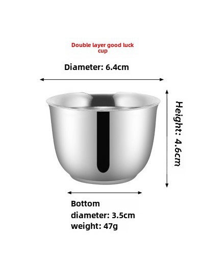 Double-Wall 304 Stainless Steel Sake Cup 201 double-layer good luck Cup 65ml