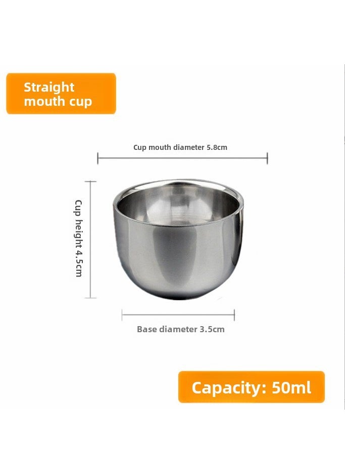 Double-Wall 304 Stainless Steel Sake Cup 201 straight Cup 50ml