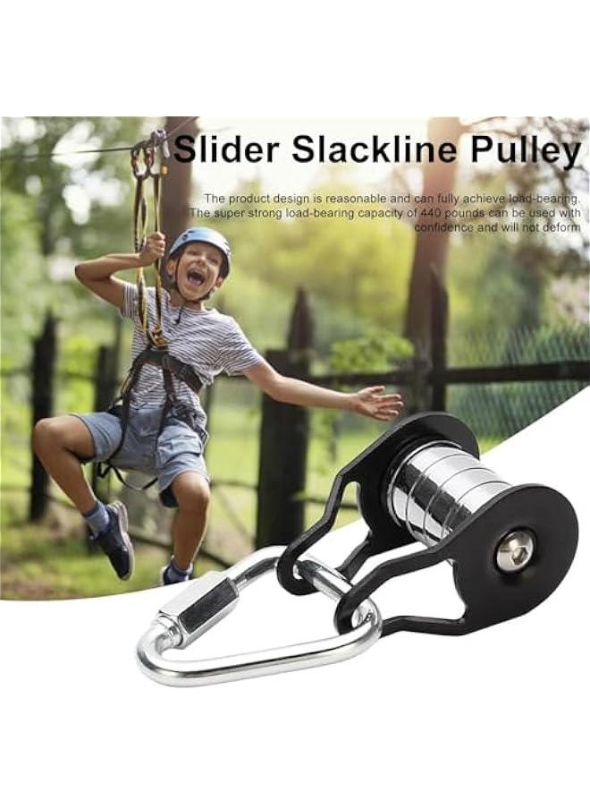 Slider Slacklines Pulley - Steel Slider Rope Slacklines Pulley | Slaackline Pulley | Strong Load Bearing Sturdy Pulley | Steel Slider Rope Pulley | Functional Slider Rope Pulley | Slider Slacklines