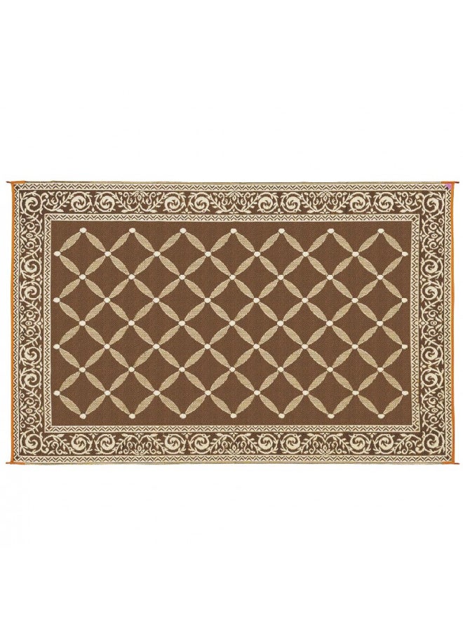 Stylish Camping 116097 6-feet by 9-feet Reversible Mat, Plastic Straw Rug, Large Floor Mat for Outdoors, RV, Patio, Backyard, Picnic, Beach, Camping (Brown/Beige)