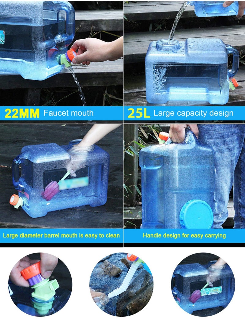 Durable Portable Water Gallon Bottle Water Storage Container Tank Water Canister 25 Liter Suitable for Camping Hiking Picnic Swimming Sport and Outdoor Event Water Jug 47 x 26 x 25 cm