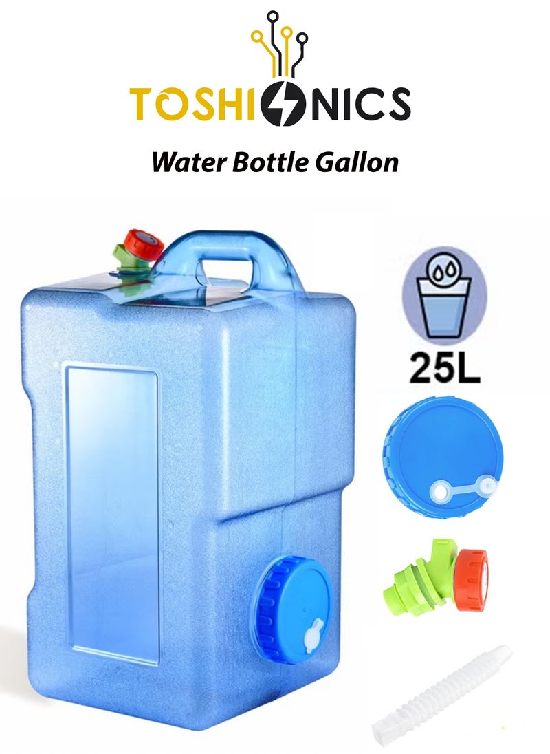 Durable Portable Water Gallon Bottle Water Storage Container Tank Water Canister 25 Liter Suitable for Camping Hiking Picnic Swimming Sport and Outdoor Event Water Jug 47 x 26 x 25 cm