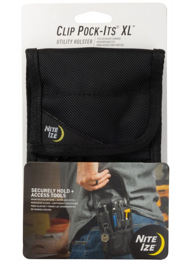 Nite Ize Clip Pock-Its XL Utility Holster, Tool Belt With Strong Clip For Holding Multi Tools, Flashlights, Keys, + Other Necessities