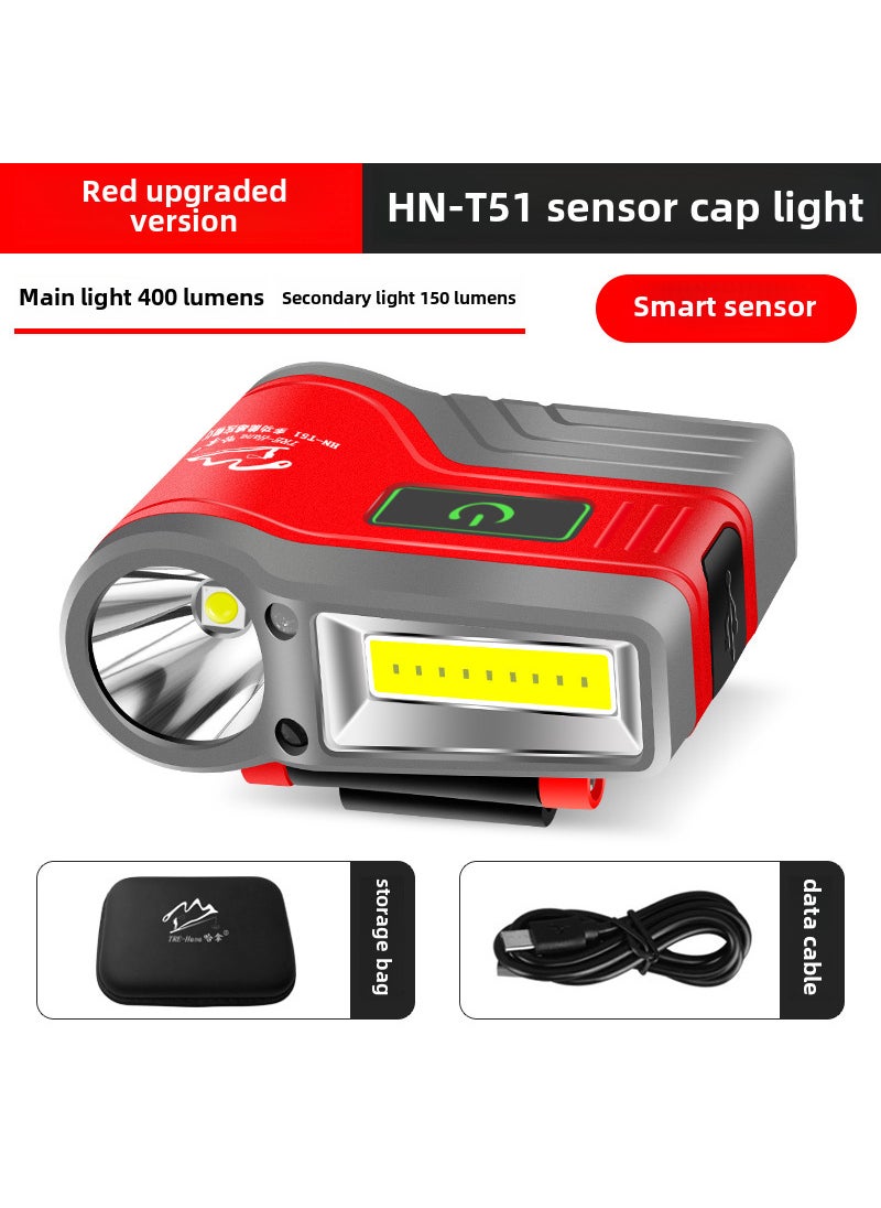 Rechargeable LED Fishing Headlamp High-CapacityHN-T51 Induction Cap Lamp (red cap version) HN-T51 Induction Cap Lamp (red cap version)