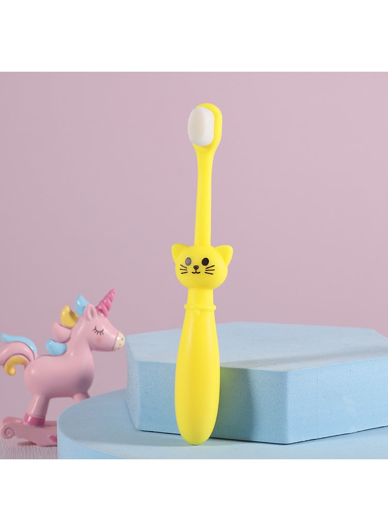 Kids Cute Kitty Manual Toothbrush Soft Bristles Yellow