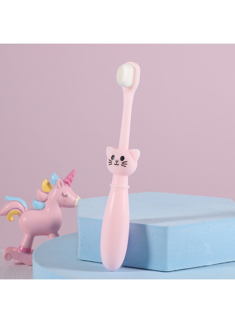 Kids Cute Kitty Manual Toothbrush Soft Bristles Pink