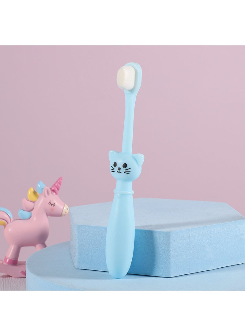 Kids Cute Kitty Manual Toothbrush Soft Bristles Sky Blue