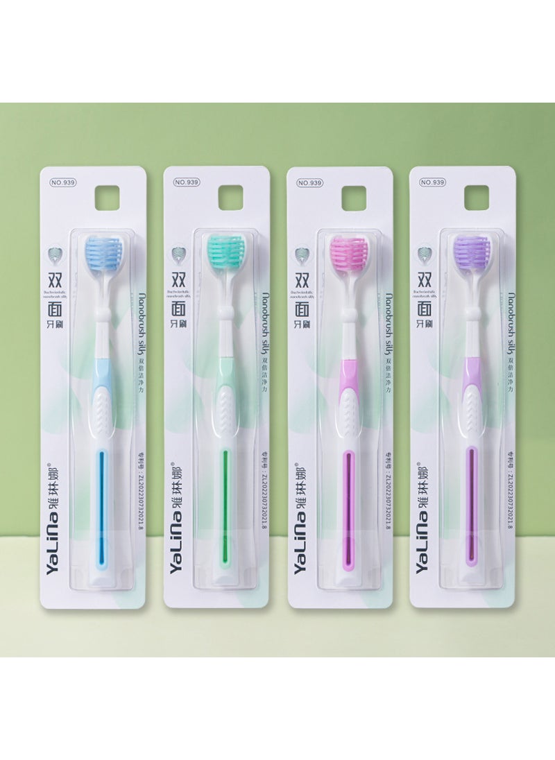 [Three-side toothbrush] Arina childrens three-side toothbrush macaron color tooth cleaning three-head toothbrush scraping tongue coating A22 939-Color Notes