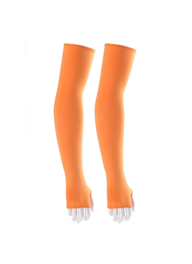 Extra Long Summer Riding Arm Sleeve Sunscreen Sleeve Climbing Fishing Cold Ice Silk Sleeve Orange