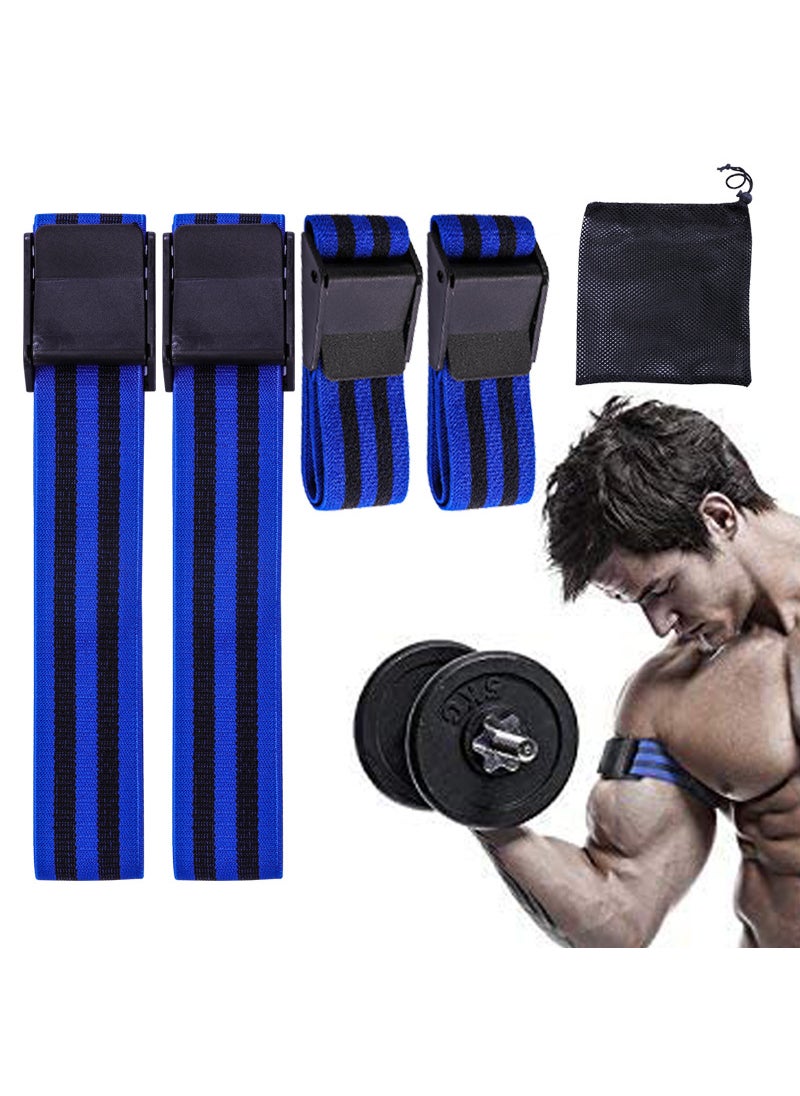 in stock BFR Blood Flow Restriction Band Arm Band Pressure Leggings Blood Flow Restriction Band Training Band Strength Band Blue suit [including black strap] (arm 60cm, thigh 90cm)