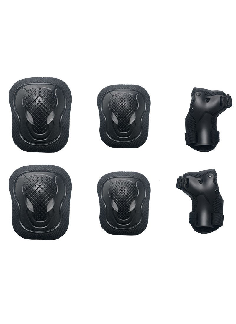 Adult and Kids Skating Protective Gear Set All-black protective gear six-piece set