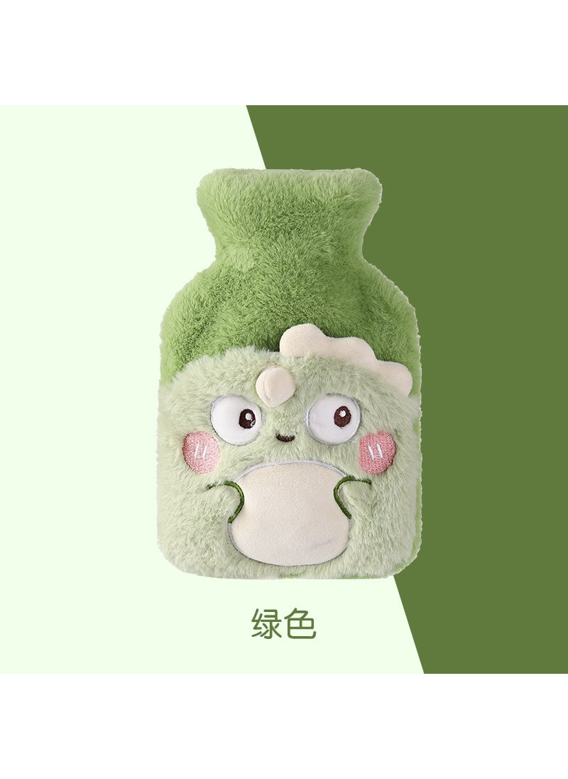 Detachable Medium Plush Hand Warmer Hot Water Bottle with Thickened LinerGreen Dinosaur Green Dinosaur