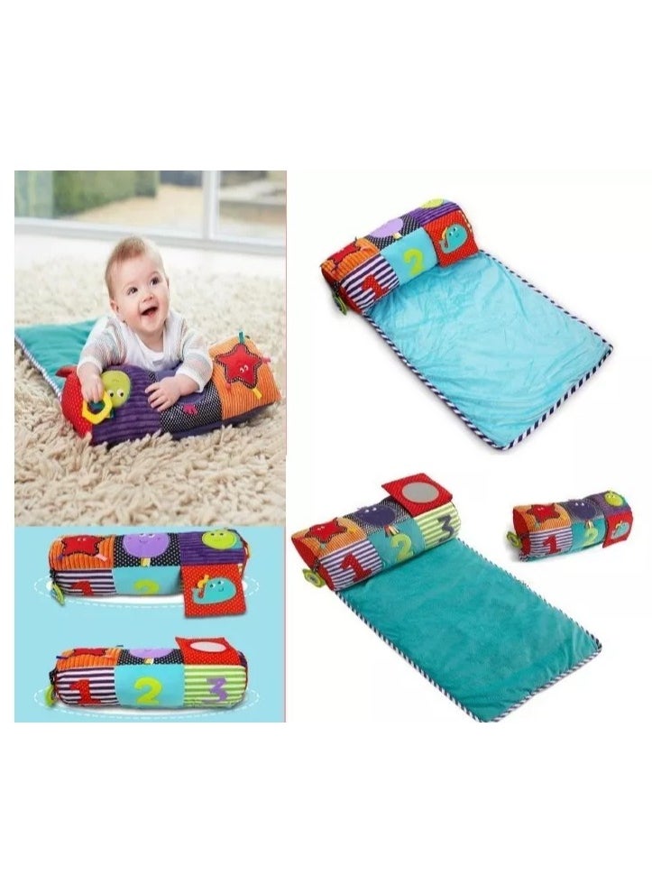 Toy Playmat with Multifunctional Protection Pillow, Crawling Blanket Pillow, Baby Tummy Time Bolster with Safe Teether, Baby Activity Playmat for Muscle and Head-Raising Development, Suitable for Babies 3+ Months