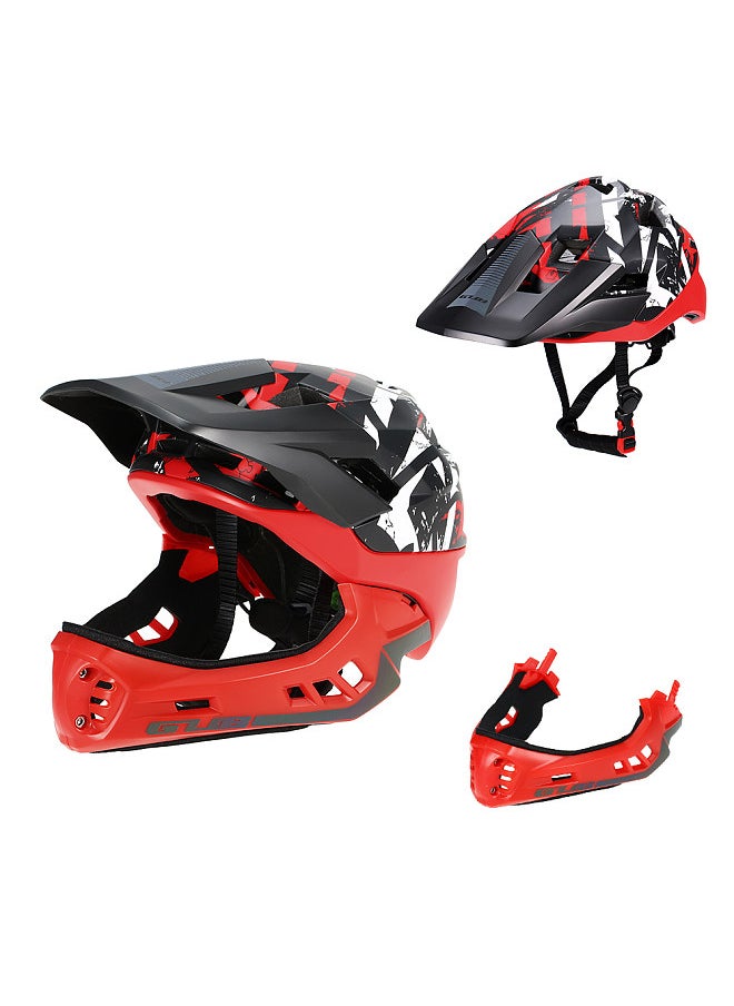 Detachable Full Face Helmet for Child Cycling Skating Skiing Reflective Safety Helmet with Visor and Warning Light