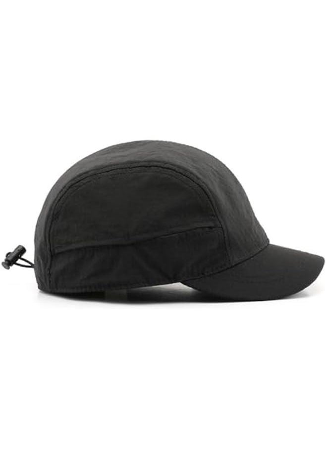 Short Brim Quick-Dry Lightweight Breathable Polyester Baseball Cap Adjustable Drawstring Dad Hat Outdoor Men Women