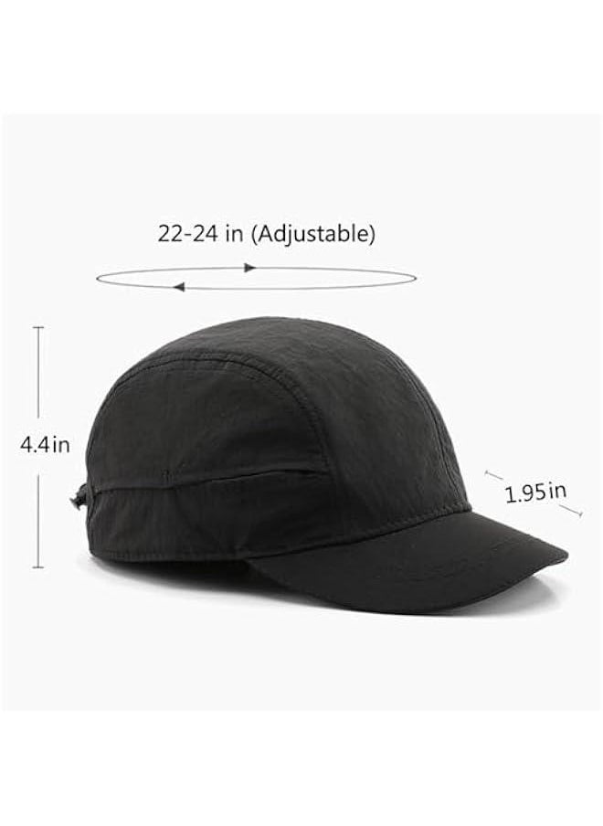 Short Brim Quick-Dry Lightweight Breathable Polyester Baseball Cap Adjustable Drawstring Dad Hat Outdoor Men Women