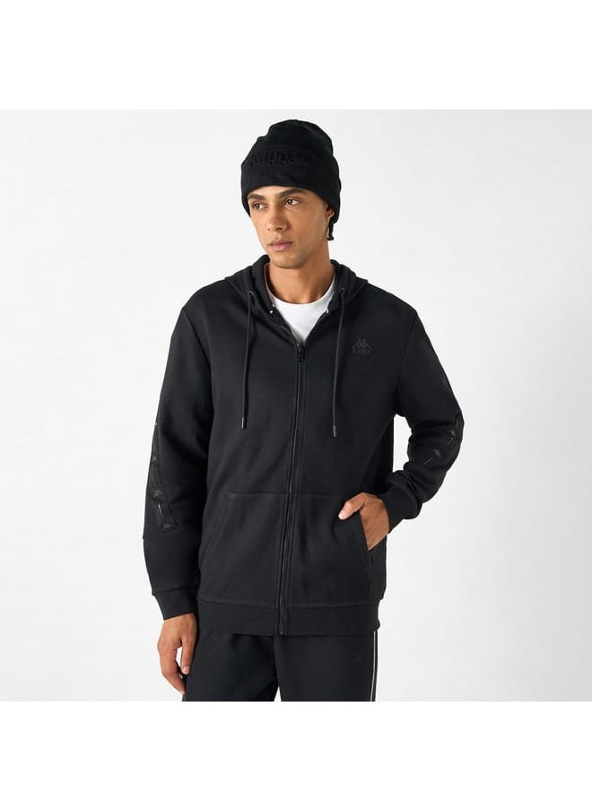 Kappa Solid Zip Through Hoodie with Long Sleeves and Kangaroo Pocket