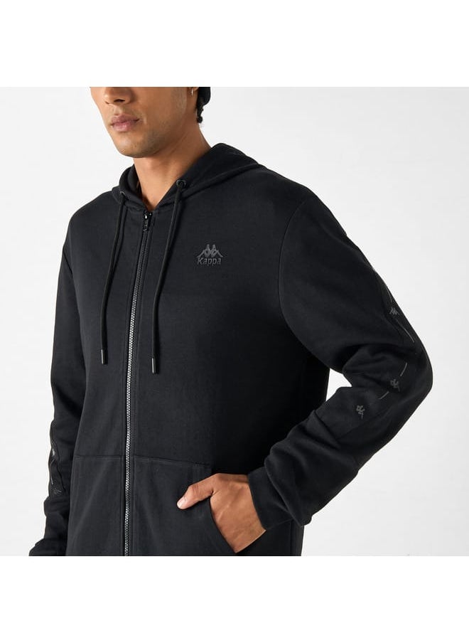 Kappa Solid Zip Through Hoodie with Long Sleeves and Kangaroo Pocket