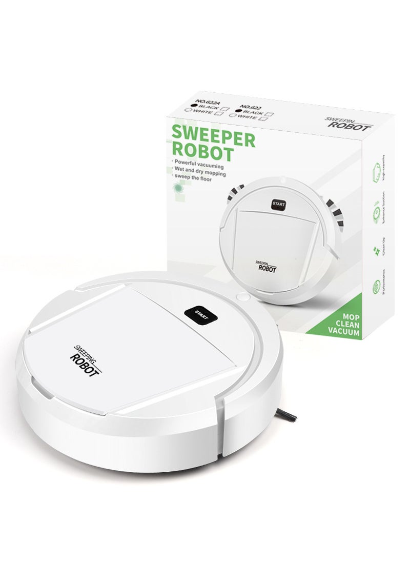 New smart sweeping robot suction sweeping and dragging integrated USB dust collector home cleaning helper gift wholesale Simple box Pearl White