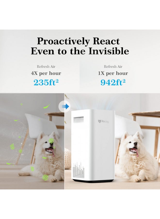 Airdog X3 Air Purifier for Home Large Room up to 942ft2, Ionic Air Purifier with Washable Filter for Allergies, Pets, Smoke, Dust, Pollen, Odors, Remove 99.9% to 14.6nm, Quiet Air Cleaner for Bedroom