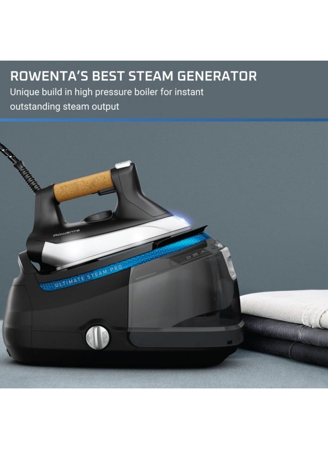 Rowenta Ultimate Steam Pro Stainless Steel Soleplate Professional 1800W Steam Iron Station with 44 Ounce Removable Tank Boiler for Clothes and Fabrics, DG8668