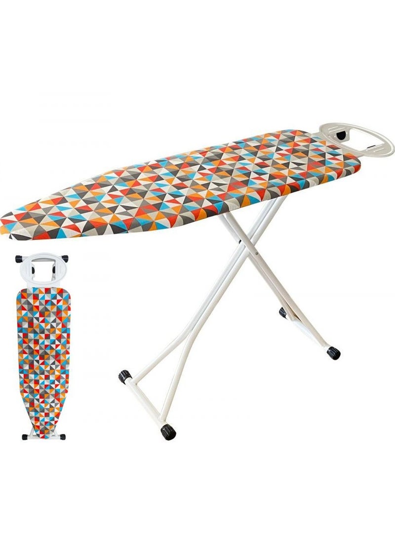 Foldable Ironing Board Multicolor Heavy Duty Newly Enhanced Ironing Rack Foldable With Heat Resistant Cover and Iron Rest Checkered Design Strong and Stable Ironing Table For Home, Hotel Use（15 Inches 120*40cm )