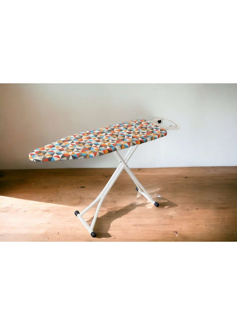 Foldable Ironing Board Multicolor Heavy Duty Newly Enhanced Ironing Rack Foldable With Heat Resistant Cover and Iron Rest Checkered Design Strong and Stable Ironing Table For Home, Hotel Use（15 Inches 120*40cm )