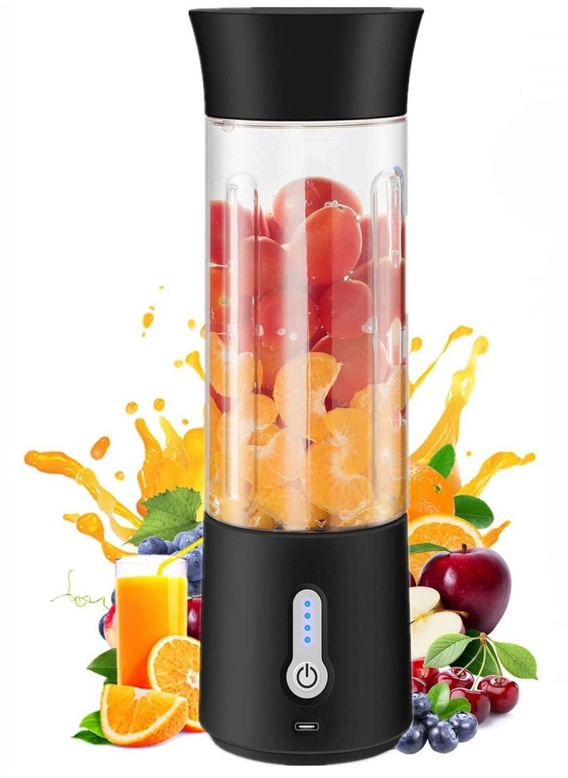 Portable Blender, 500ml Cup for Travel, Mini Personal Size Mixer for Shakes, Fruit Juice, Black