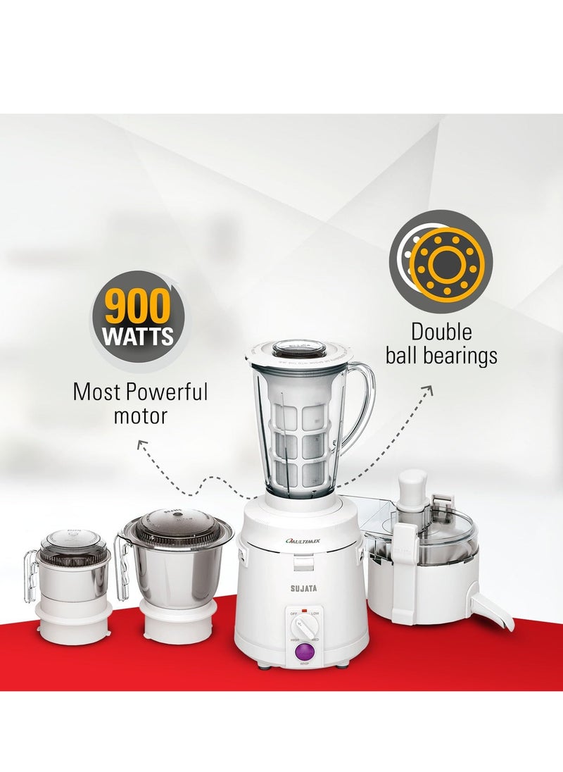 Sujata Multimix, Mixer Grinder with Juicer & Coconut Milk Extractor Attachment, 900 Watts, 3 Jars | Grinder Mixer Blender