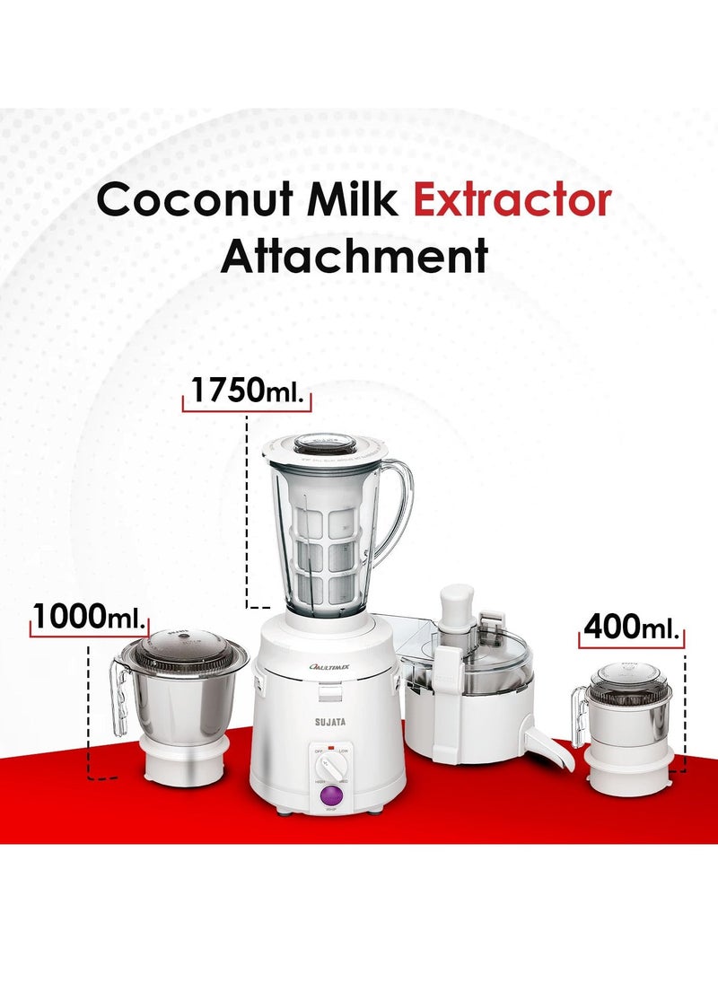 Sujata Multimix, Mixer Grinder with Juicer & Coconut Milk Extractor Attachment, 900 Watts, 3 Jars | Grinder Mixer Blender