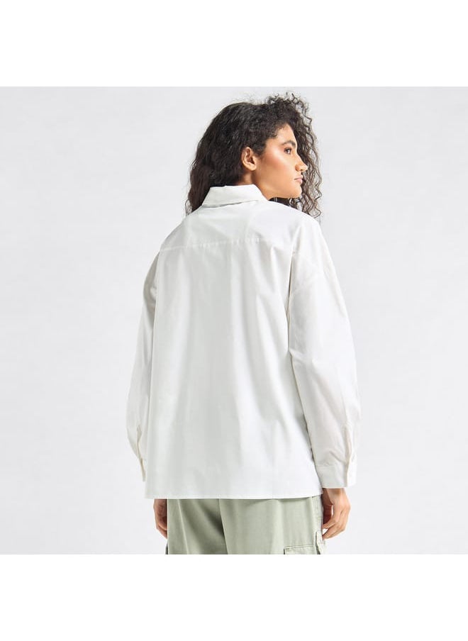 Solid Shirt with Collar and Long Sleeves