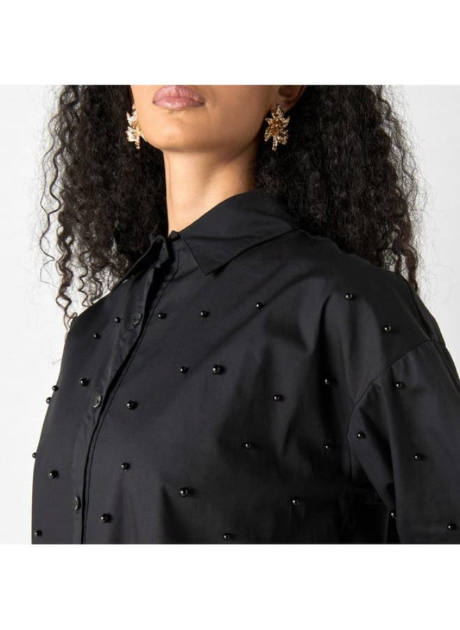 2Xtremz Pearl Embellished Shirt with Long Sleeves