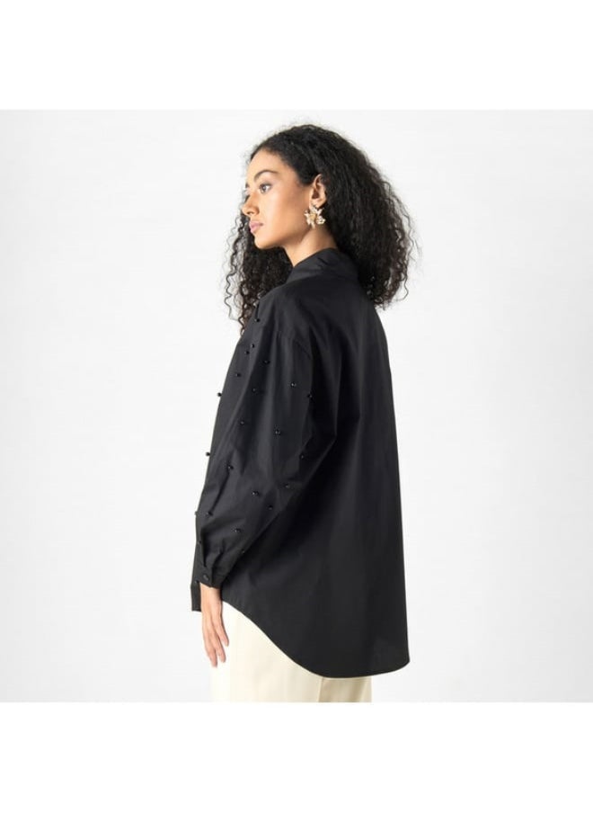 2Xtremz Pearl Embellished Shirt with Long Sleeves