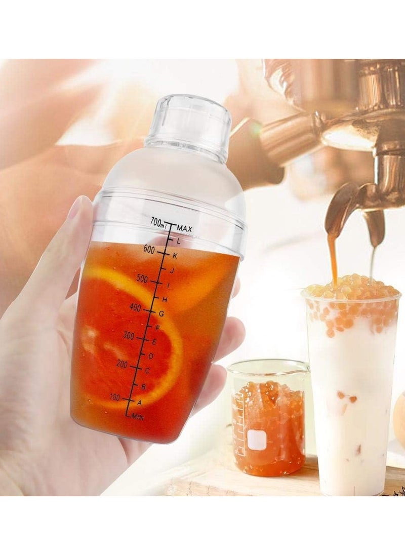 Professional Transparent Bartender Shaker, Cocktail Shaker, PC Resin Milk Tea Shop for Home Theme Cafe Bar(700ml)