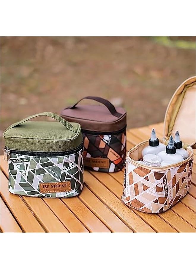 Spice Bag with 7 Spice Jars and 2 Funnels,Outdoor Spice Storage Bag Camping Seasoning Bottle Set for Outdoor Travel Camping BBQ Picnic (Gen Brown)