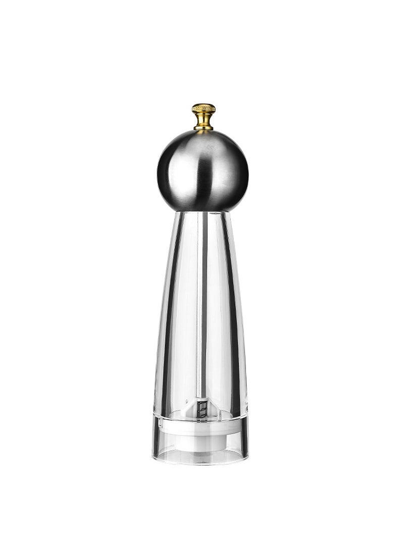 Manual Acrylic Pepper Salt Grinder Ceramic Core 8 inch stainless steel round head