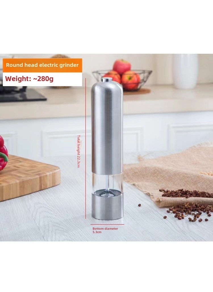 Electric Pepper Grinder Stainless Steel Home Kitchen Round Head