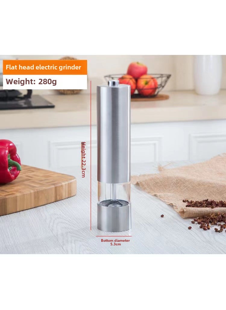 Electric Pepper Grinder Stainless Steel Home Kitchen Flat head