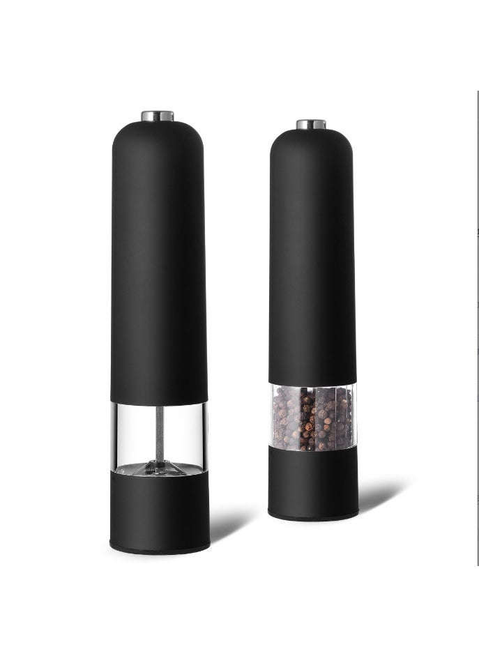 Multi-function pepper grinder stainless steel electric pepper grinder kitchen black pepper sea salt food grinding bottle ABS Black