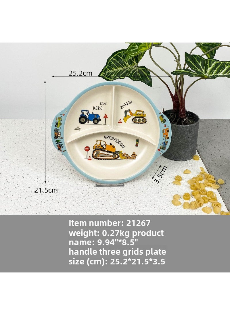 Melamine Baby Feeding Bowl Tool car handle three-grid plate (foggy surface)#21267