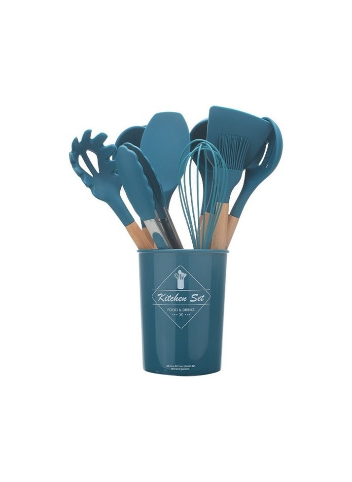 Silicone kitchen equipment with wooden handle 11 Colour:Navy blue