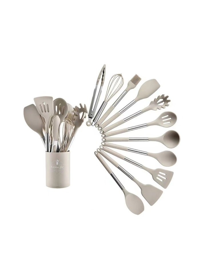 Beech storage purse silicone kitchen utensils 11 pieces dark khaki Colour:Dark green model:11 Piece Kitchen Set