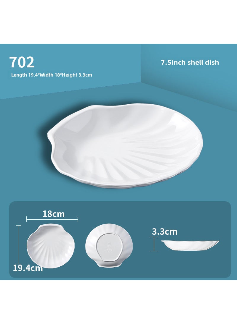 White melamine round flavor dish vinegar dish wholesale catering hot pot shop commercial imitation porcelain three-compartment dip dish seasoning dish 7.5 inch shell dish